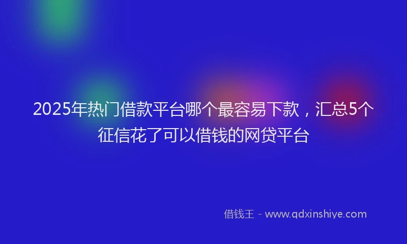 2025年热门借款平台哪个最容易下款，汇总5个征信花了可以借钱的网贷平台