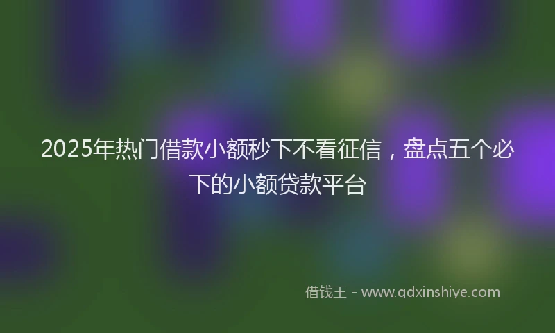 2025年热门借款小额秒下不看征信，盘点五个必下的小额贷款平台