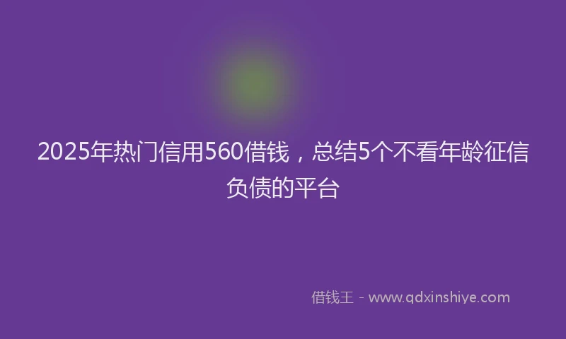 2025年热门信用560借钱，总结5个不看年龄征信负债的平台