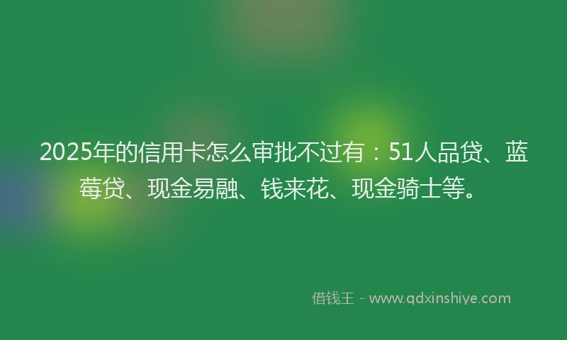 2025年的信用卡怎么审批不过有：51人品贷、蓝莓贷、现金易融、钱来花、现金骑士等。