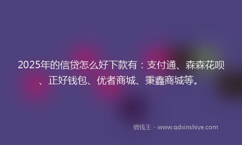 2025年的信贷怎么好下款有：支付通、森森花呗、正好钱包、优者商城、秉鑫商城等。
