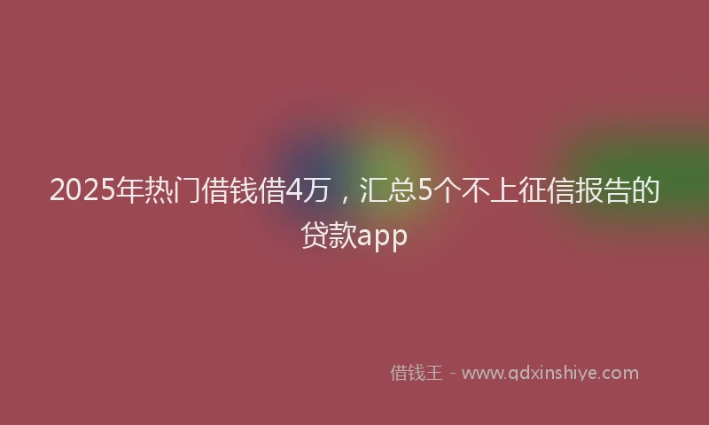 2025年热门借钱借4万，汇总5个不上征信报告的贷款app