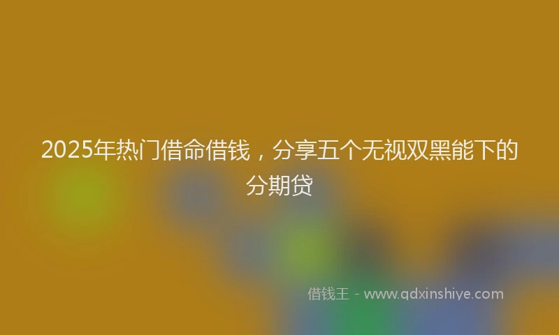 2025年热门借命借钱，分享五个无视双黑能下的分期贷