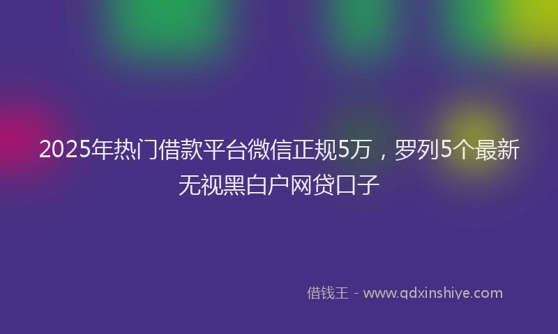 2025年热门借款平台微信正规5万，罗列5个最新无视黑白户网贷口子