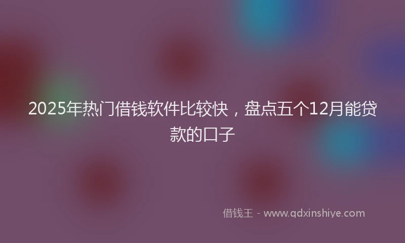 2025年热门借钱软件比较快，盘点五个12月能贷款的口子