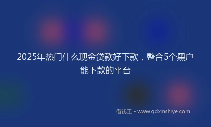 2025年热门什么现金贷款好下款，整合5个黑户能下款的平台