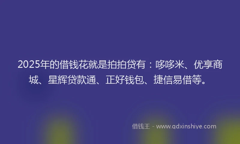 2025年的借钱花就是拍拍贷有：哆哆米、优享商城、星辉贷款通、正好钱包、捷信易借等。