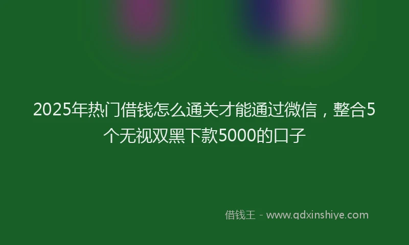 2025年热门借钱怎么通关才能通过微信，整合5个无视双黑下款5000的口子