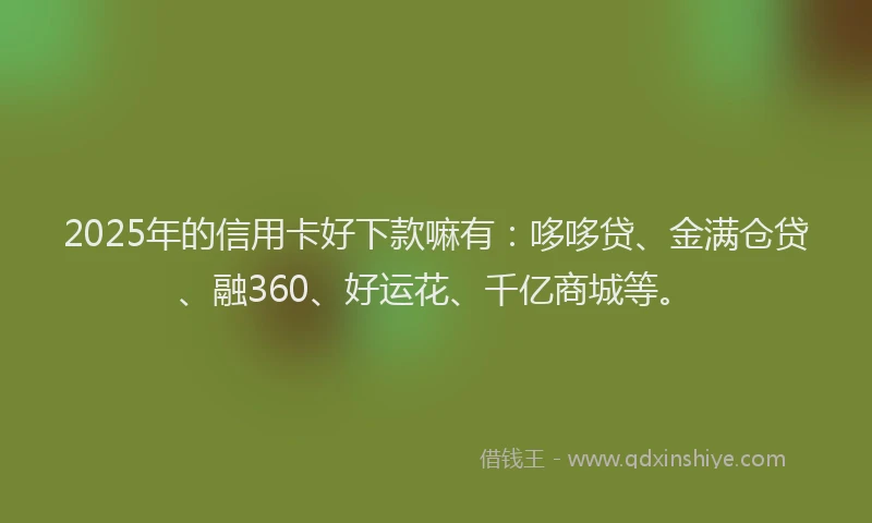 2025年的信用卡好下款嘛有：哆哆贷、金满仓贷、融360、好运花、千亿商城等。