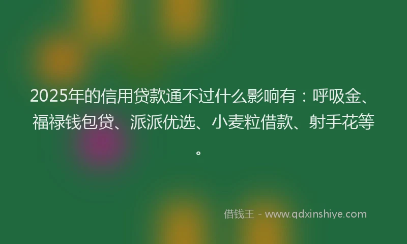 2025年的信用贷款通不过什么影响有：呼吸金、福禄钱包贷、派派优选、小麦粒借款、射手花等。