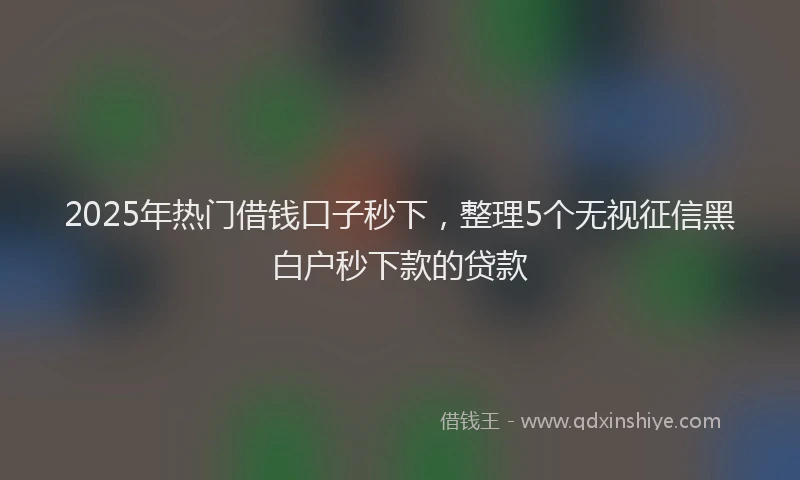 2025年热门借钱口子秒下，整理5个无视征信黑白户秒下款的贷款