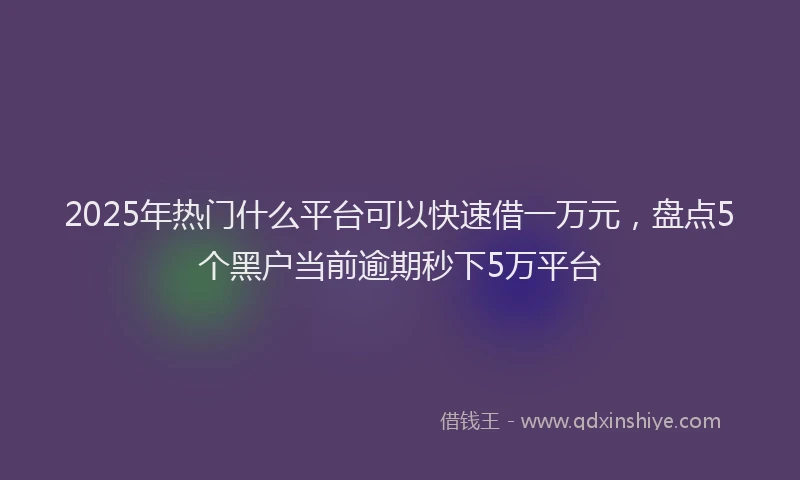 2025年热门什么平台可以快速借一万元，盘点5个黑户当前逾期秒下5万平台