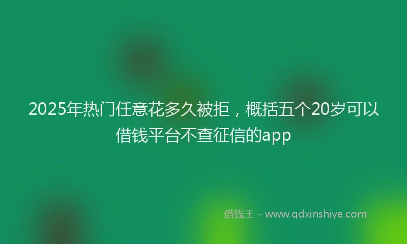 2025年热门任意花多久被拒，概括五个20岁可以借钱平台不查征信的app
