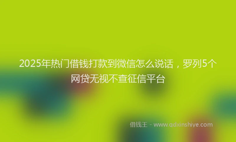 2025年热门借钱打款到微信怎么说话，罗列5个网贷无视不查征信平台
