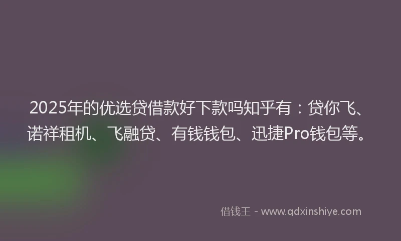 2025年的优选贷借款好下款吗知乎有：贷你飞、诺祥租机、飞融贷、有钱钱包、迅捷Pro钱包等。