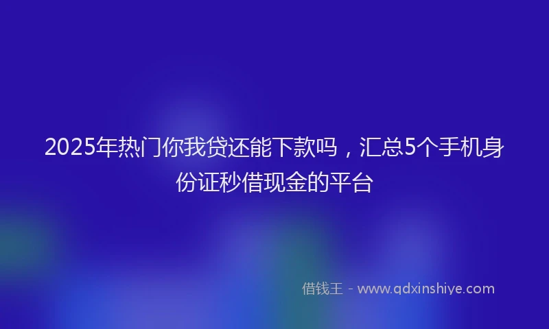 2025年热门你我贷还能下款吗，汇总5个手机身份证秒借现金的平台
