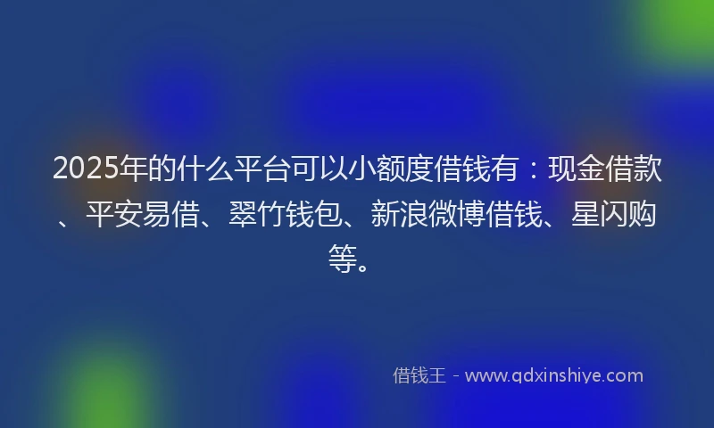 2025年的什么平台可以小额度借钱有：现金借款、平安易借、翠竹钱包、新浪微博借钱、星闪购等。