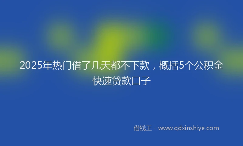 2025年热门借了几天都不下款，概括5个公积金快速贷款口子
