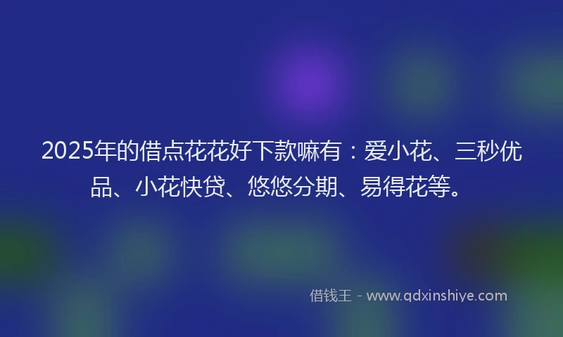 2025年的借点花花好下款嘛有：爱小花、三秒优品、小花快贷、悠悠分期、易得花等。
