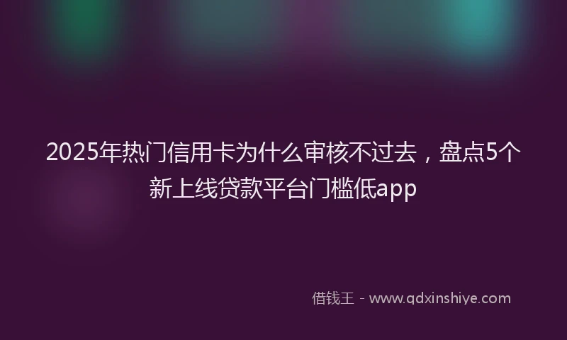 2025年热门信用卡为什么审核不过去，盘点5个新上线贷款平台门槛低app