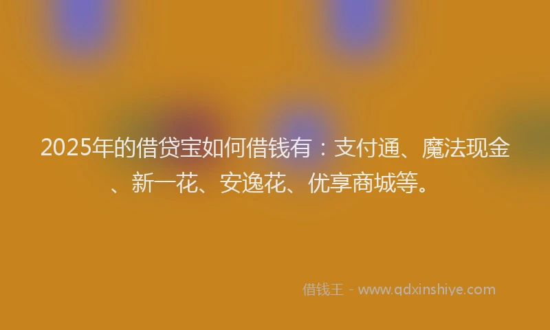 2025年的借贷宝如何借钱有：支付通、魔法现金、新一花、安逸花、优享商城等。