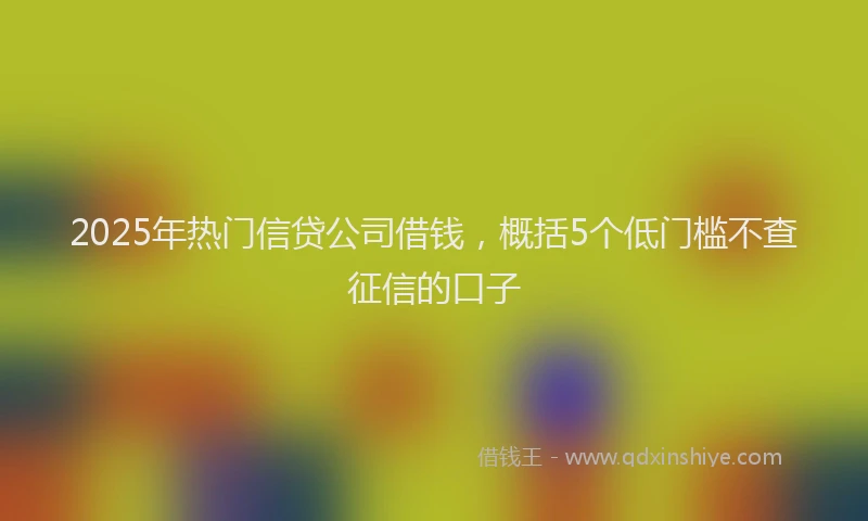 2025年热门信贷公司借钱，概括5个低门槛不查征信的口子