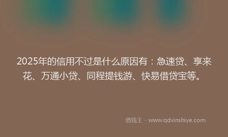 2025年的信用不过是什么原因有：急速贷、享来花、万通小贷、同程提钱游、快易借贷宝等。