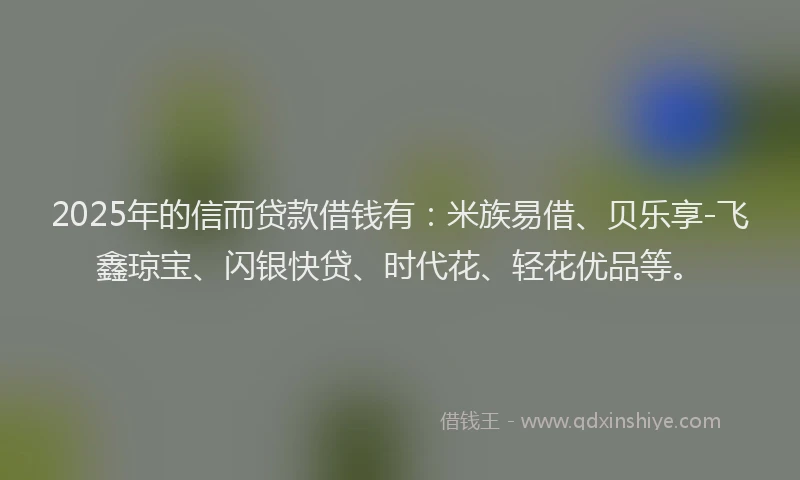 2025年的信而贷款借钱有：米族易借、贝乐享-飞鑫琼宝、闪银快贷、时代花、轻花优品等。