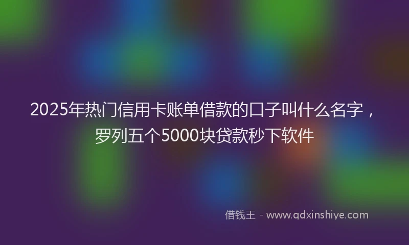 2025年热门信用卡账单借款的口子叫什么名字，罗列五个5000块贷款秒下软件