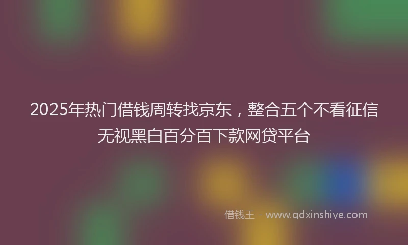 2025年热门借钱周转找京东，整合五个不看征信无视黑白百分百下款网贷平台