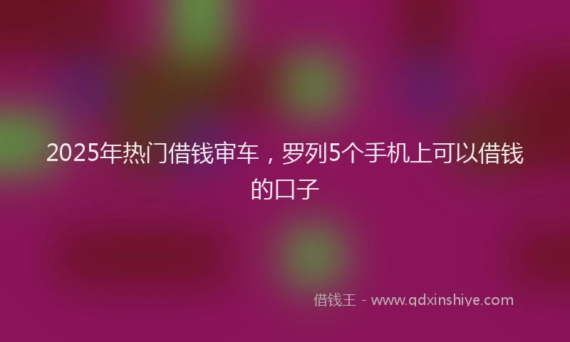 2025年热门借钱审车，罗列5个手机上可以借钱的口子
