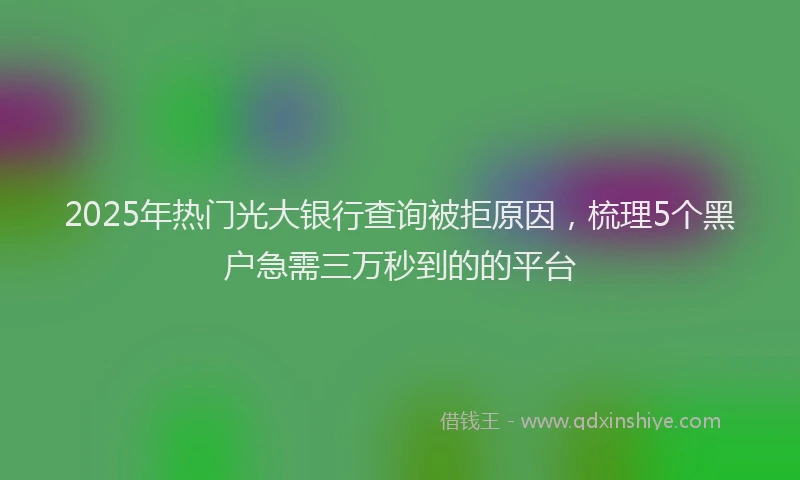 2025年热门光大银行查询被拒原因，梳理5个黑户急需三万秒到的的平台