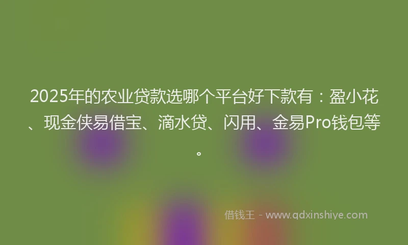 2025年的农业贷款选哪个平台好下款有：盈小花、现金侠易借宝、滴水贷、闪用、金易Pro钱包等。
