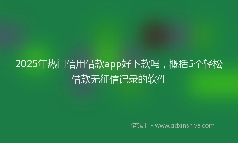 2025年热门信用借款app好下款吗，概括5个轻松借款无征信记录的软件