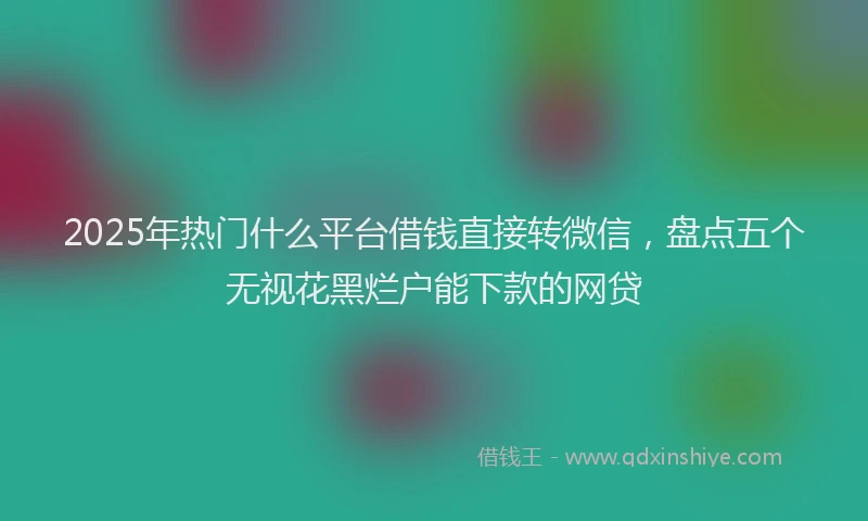2025年热门什么平台借钱直接转微信，盘点五个无视花黑烂户能下款的网贷