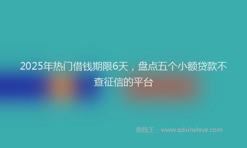 2025年热门借钱期限6天，盘点五个小额贷款不查征信的平台