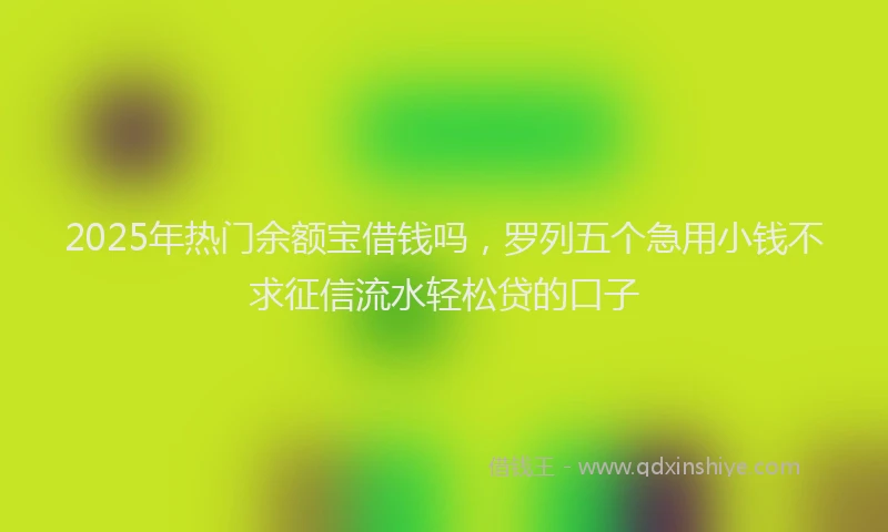 2025年热门余额宝借钱吗，罗列五个急用小钱不求征信流水轻松贷的口子