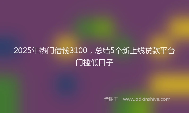 2025年热门借钱3100，总结5个新上线贷款平台门槛低口子