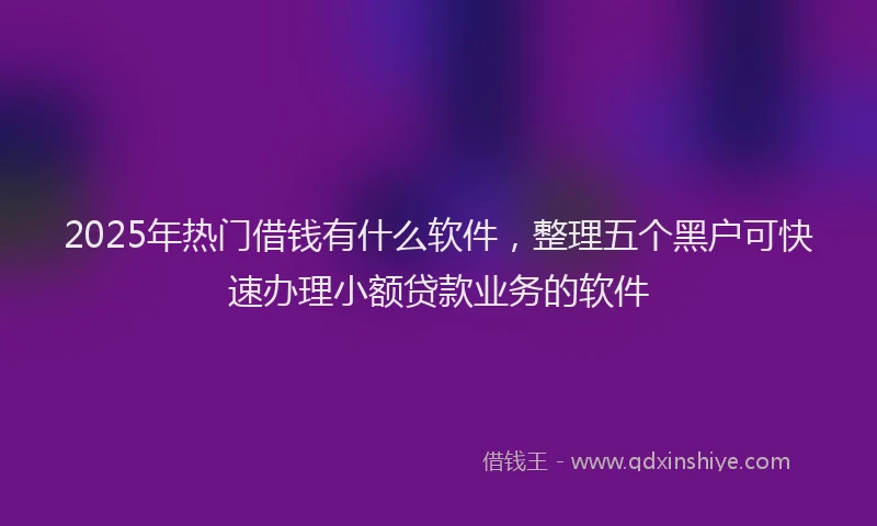 2025年热门借钱有什么软件，整理五个黑户可快速办理小额贷款业务的软件