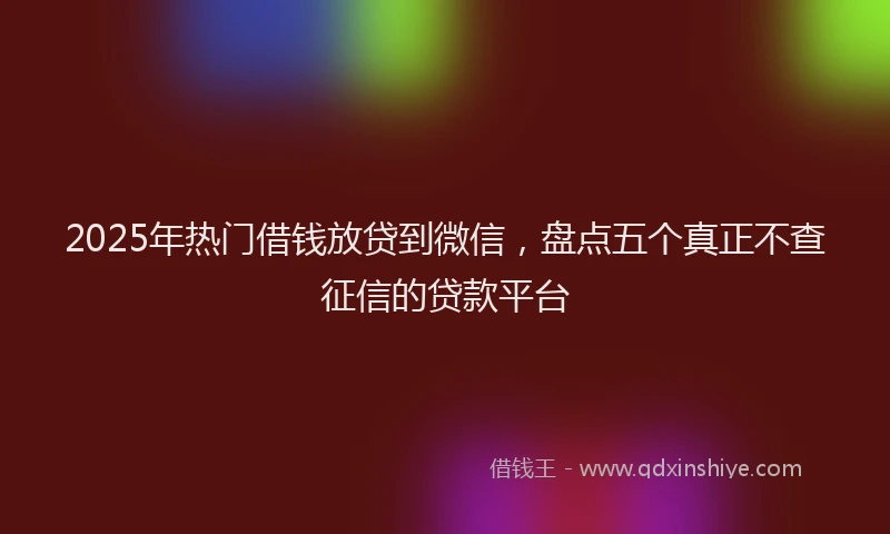 2025年热门借钱放贷到微信，盘点五个真正不查征信的贷款平台