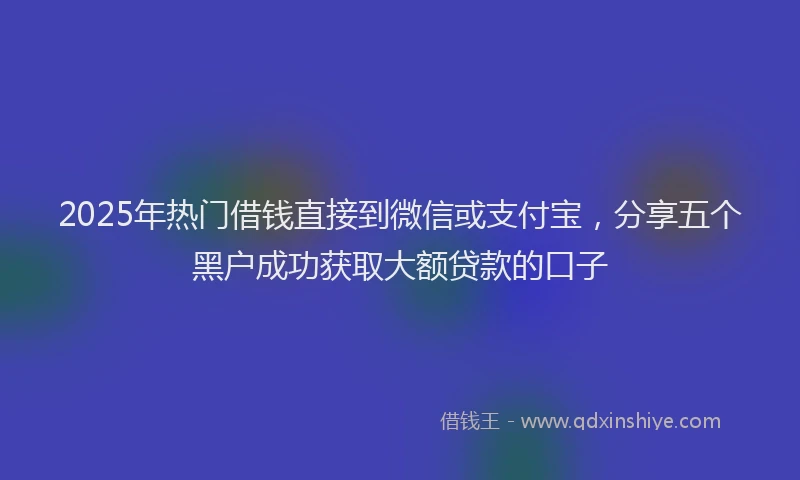 2025年热门借钱直接到微信或支付宝，分享五个黑户成功获取大额贷款的口子