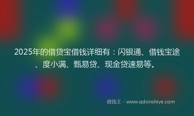 2025年的借贷宝借钱详细有：闪银通、借钱宝途、度小满、甄易贷、现金贷速易等。