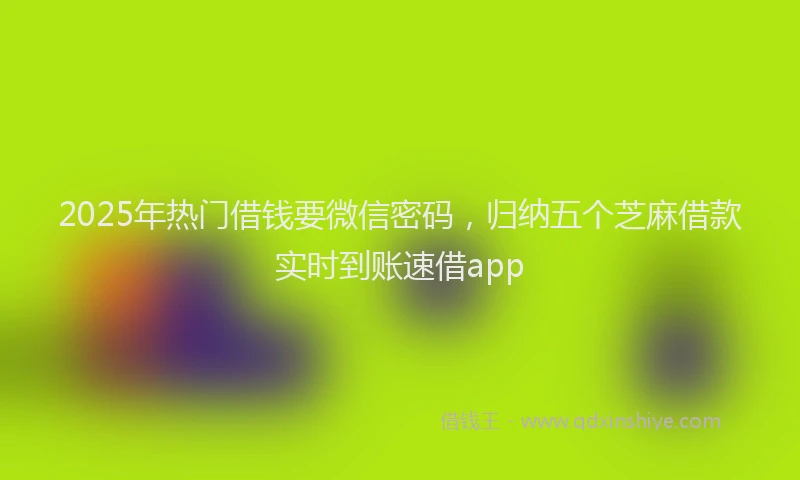 2025年热门借钱要微信密码，归纳五个芝麻借款实时到账速借app