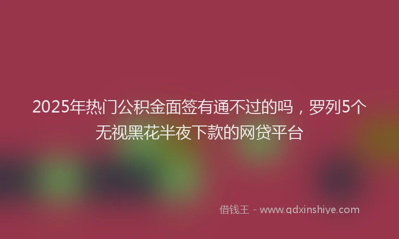 2025年热门公积金面签有通不过的吗，罗列5个无视黑花半夜下款的网贷平台