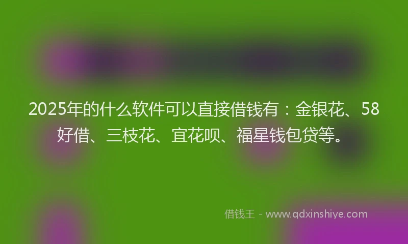 2025年的什么软件可以直接借钱有：金银花、58好借、三枝花、宜花呗、福星钱包贷等。