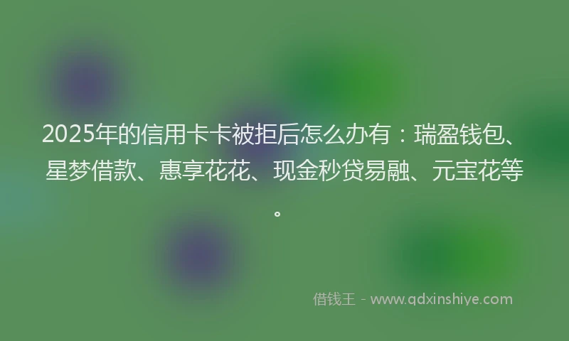 2025年的信用卡卡被拒后怎么办有：瑞盈钱包、星梦借款、惠享花花、现金秒贷易融、元宝花等。