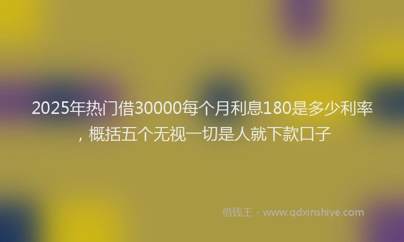 2025年热门借30000每个月利息180是多少利率，概括五个无视一切是人就下款口子