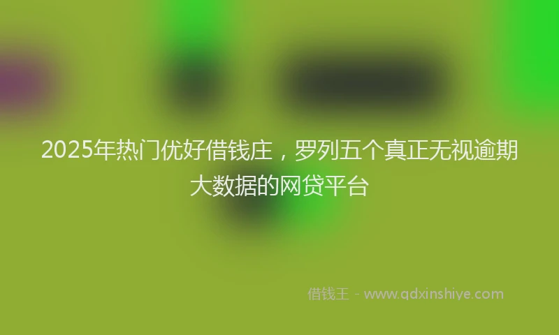 2025年热门优好借钱庄，罗列五个真正无视逾期大数据的网贷平台