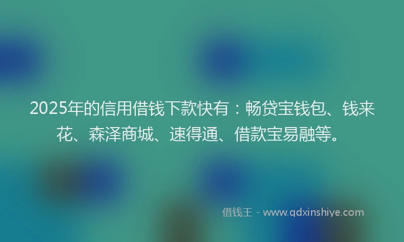 2025年的信用借钱下款快有：畅贷宝钱包、钱来花、森泽商城、速得通、借款宝易融等。
