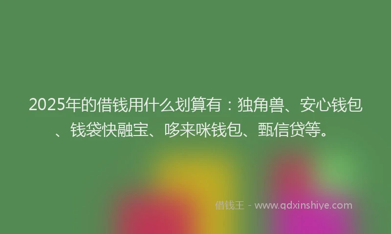 2025年的借钱用什么划算有：独角兽、安心钱包、钱袋快融宝、哆来咪钱包、甄信贷等。